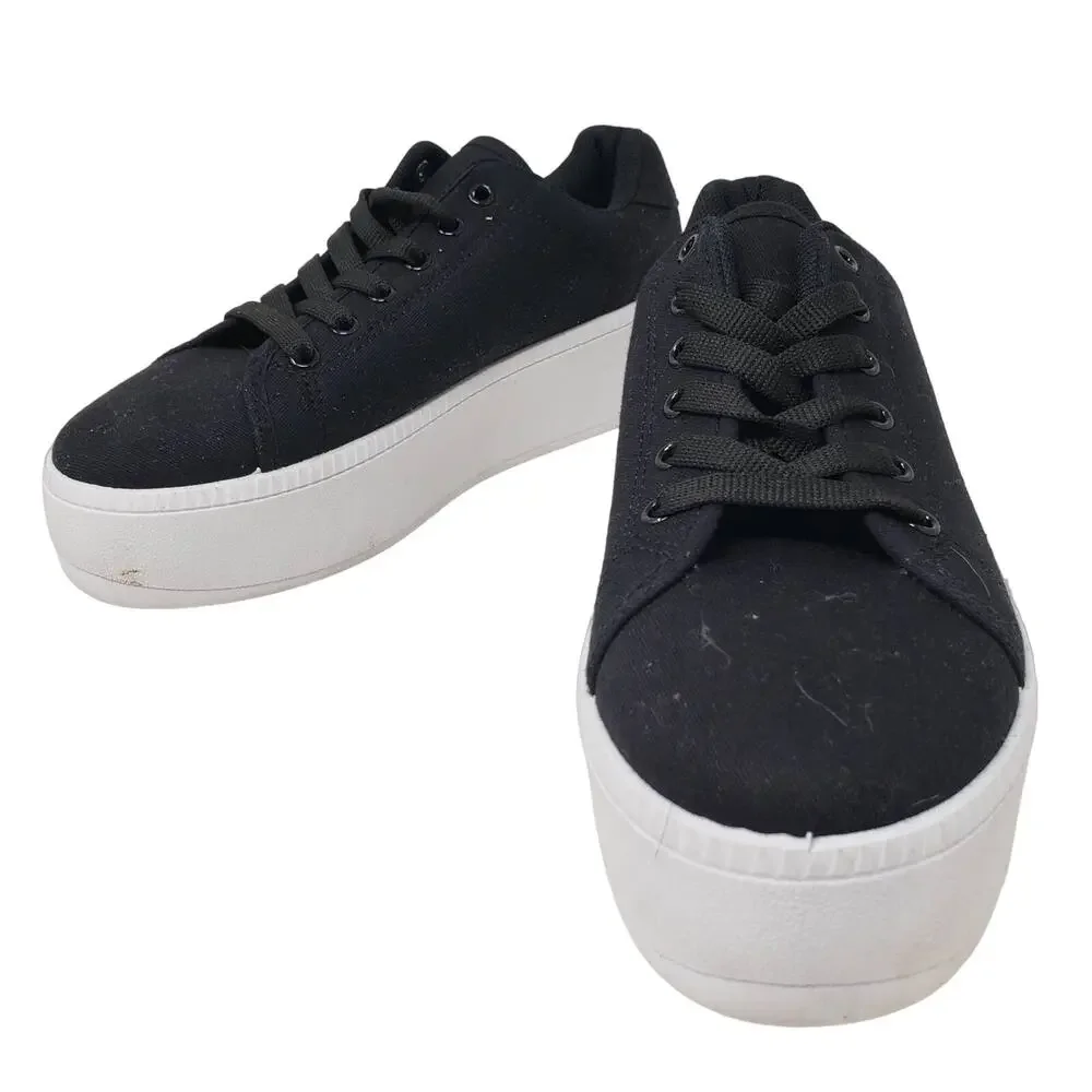 Nasty Gal Platform Sneakers Y2K Black White - 37